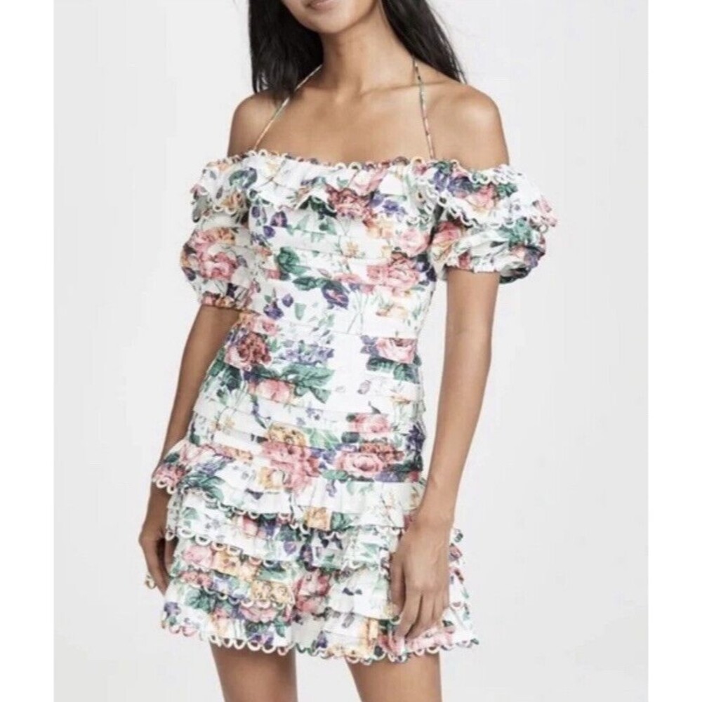 Zimmermann Floral Off-Shoulder Mini Dress